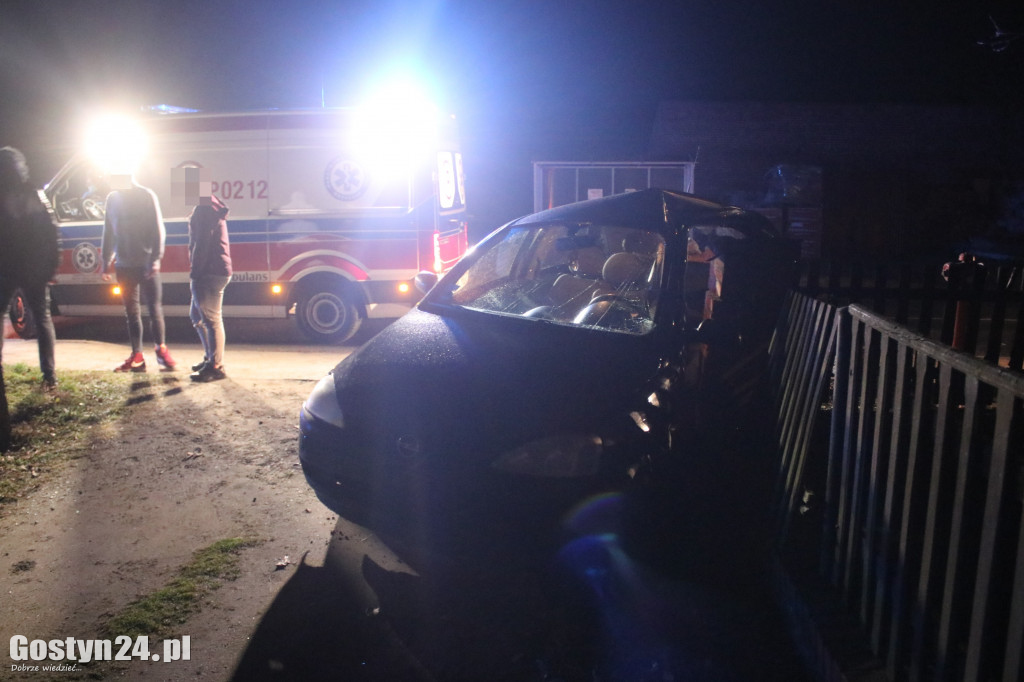 Auto wjechało w środku nocy w płot w Podrzeczu