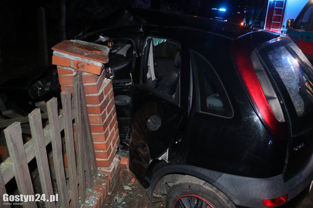 Auto wjechało w środku nocy w płot w Podrzeczu