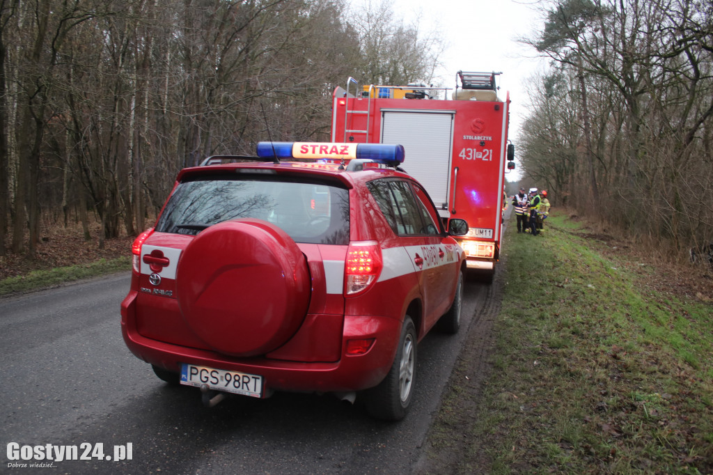 Samochód wypadł z drogi na trasie Karzec-Dzięczyna