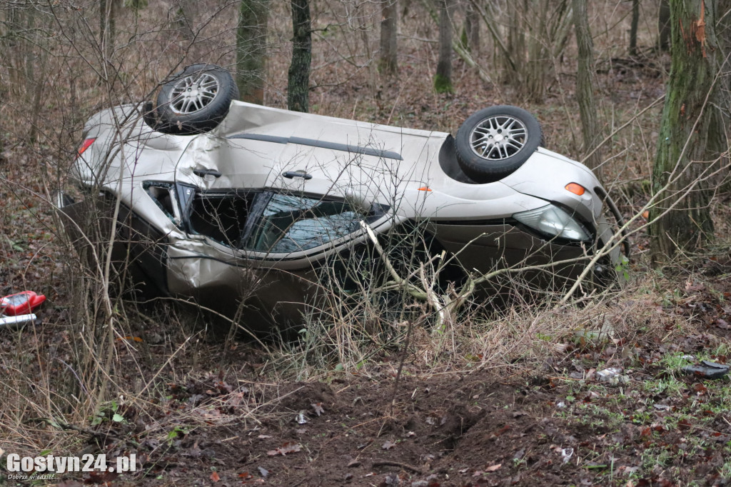 Samochód wypadł z drogi na trasie Karzec-Dzięczyna