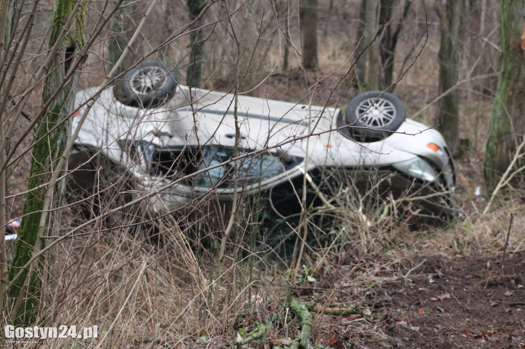 Samochód wypadł z drogi na trasie Karzec-Dzięczyna