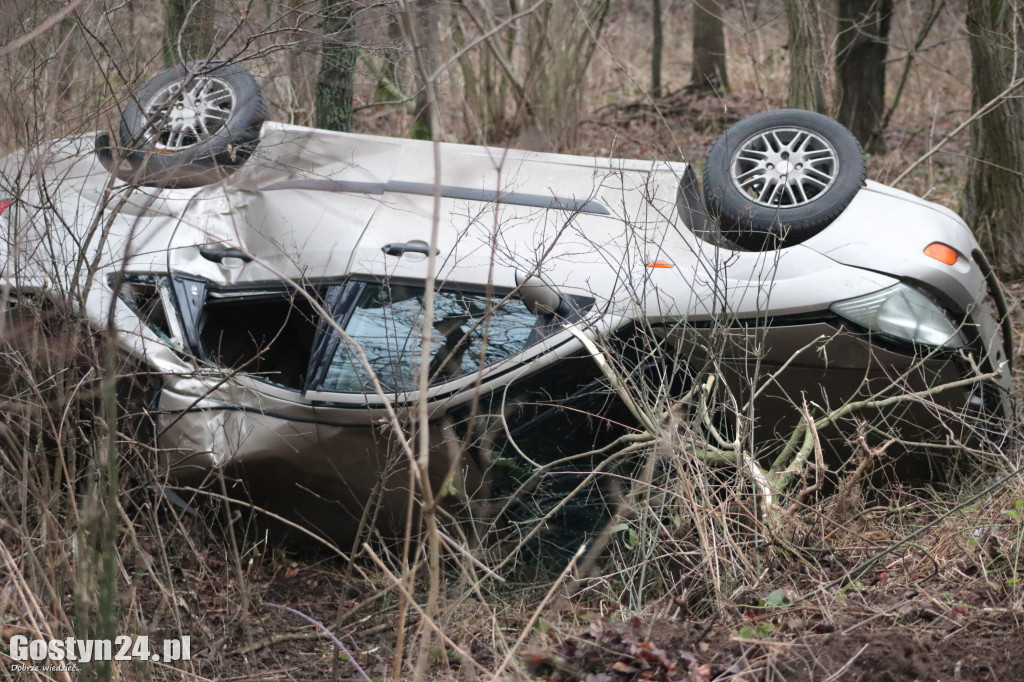 Samochód wypadł z drogi na trasie Karzec-Dzięczyna