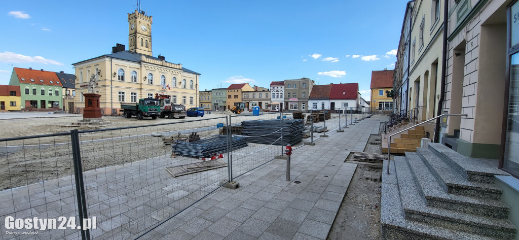 Trwający remont rynku w Krobi