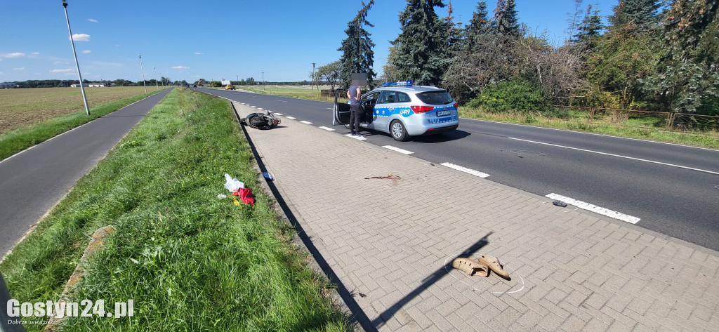 Wypadek motorowerzysty na K12 Gostyń-Gola