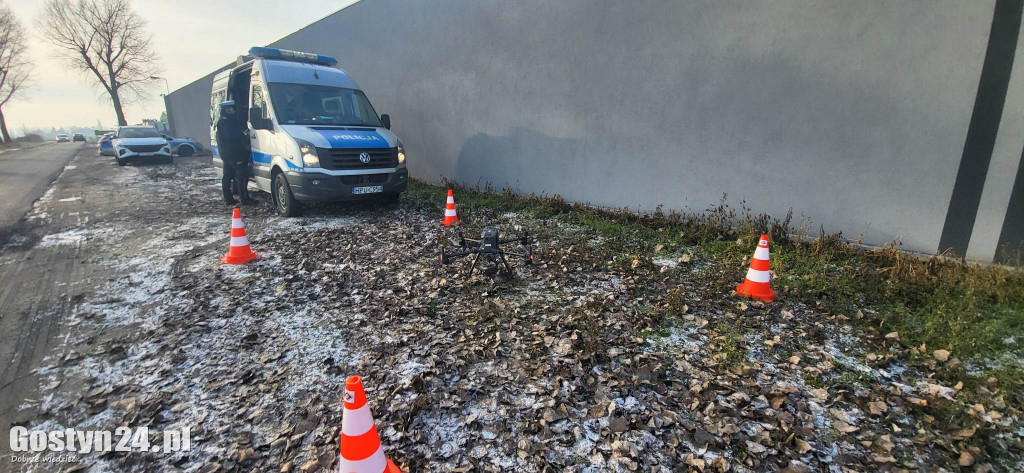 Policyjna akcja z dronem między Koszkowem a Borkiem Wlkp.
