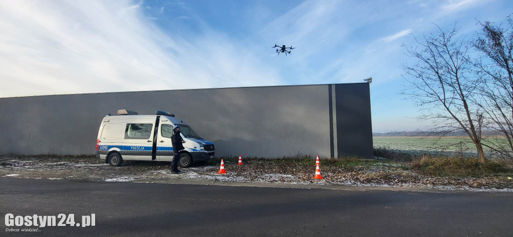 Policyjna akcja z dronem między Koszkowem a Borkiem Wlkp.