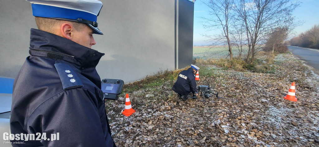 Policyjna akcja z dronem między Koszkowem a Borkiem Wlkp.
