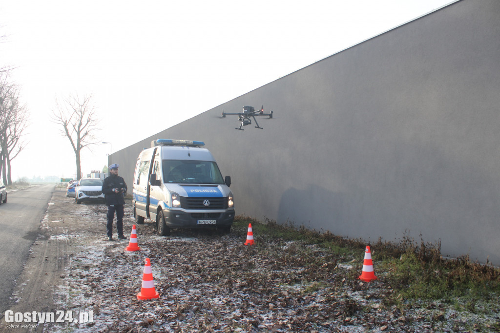 Policyjna akcja z dronem między Koszkowem a Borkiem Wlkp.