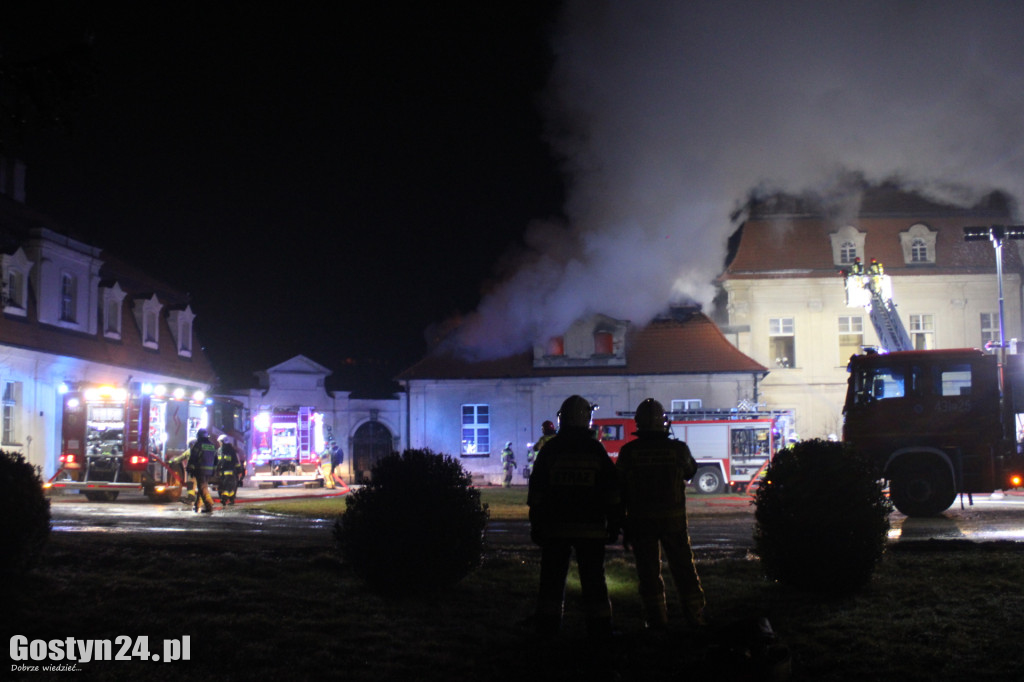 Potężny pożar zabytkowego pałacu w Pępowie.