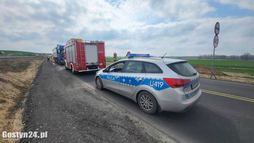 Wypadek na DW434 w rejonie Krajewic
