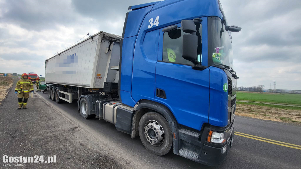 Wypadek na DW434 w rejonie Krajewic