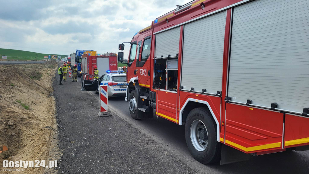 Wypadek na DW434 w rejonie Krajewic