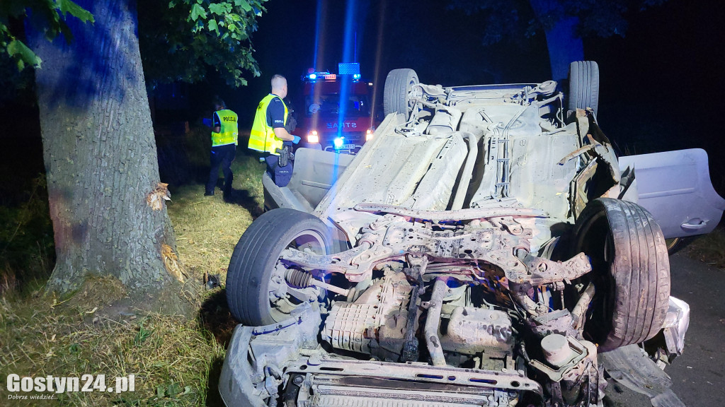 Nocny wypadek na trasie Zalesie - Dąbrówka