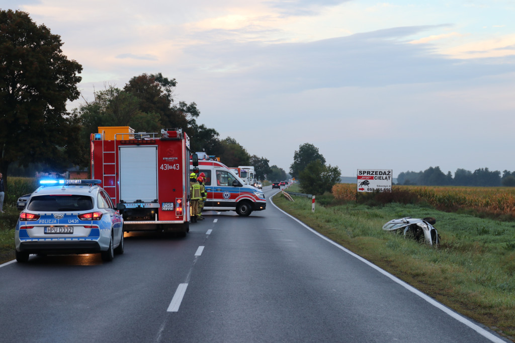 Poranny wypadek na DW 434 Gostyń-Krobia