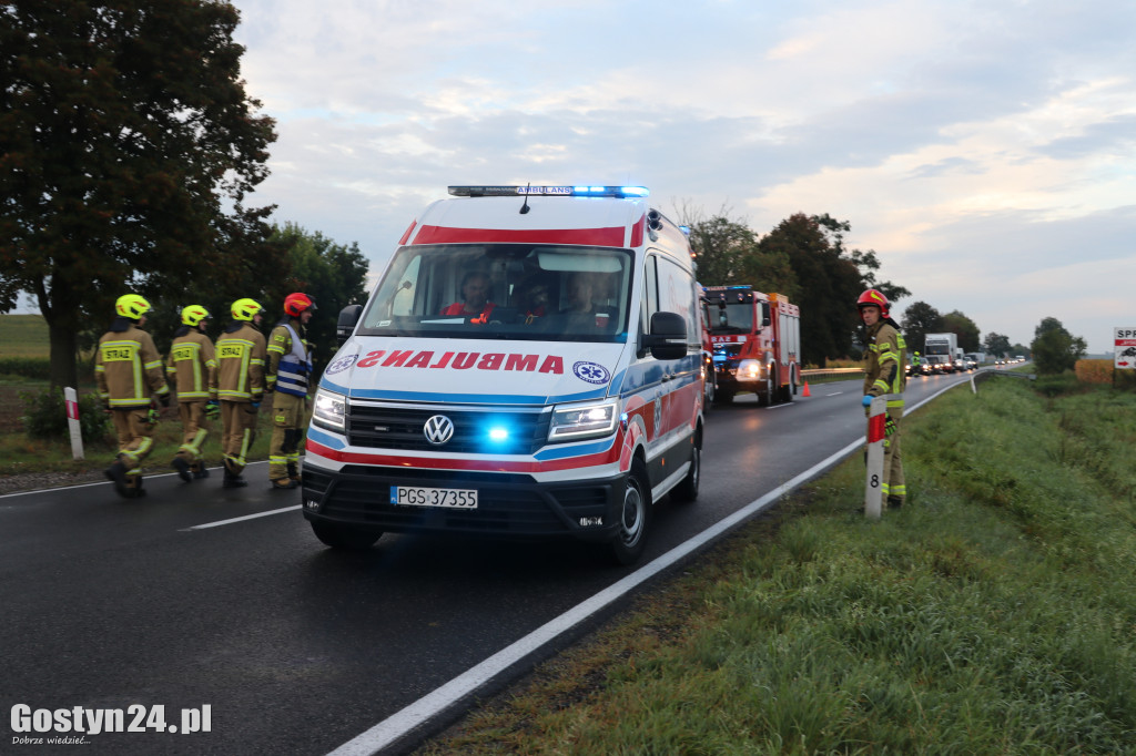 Poranny wypadek na DW 434 Gostyń-Krobia