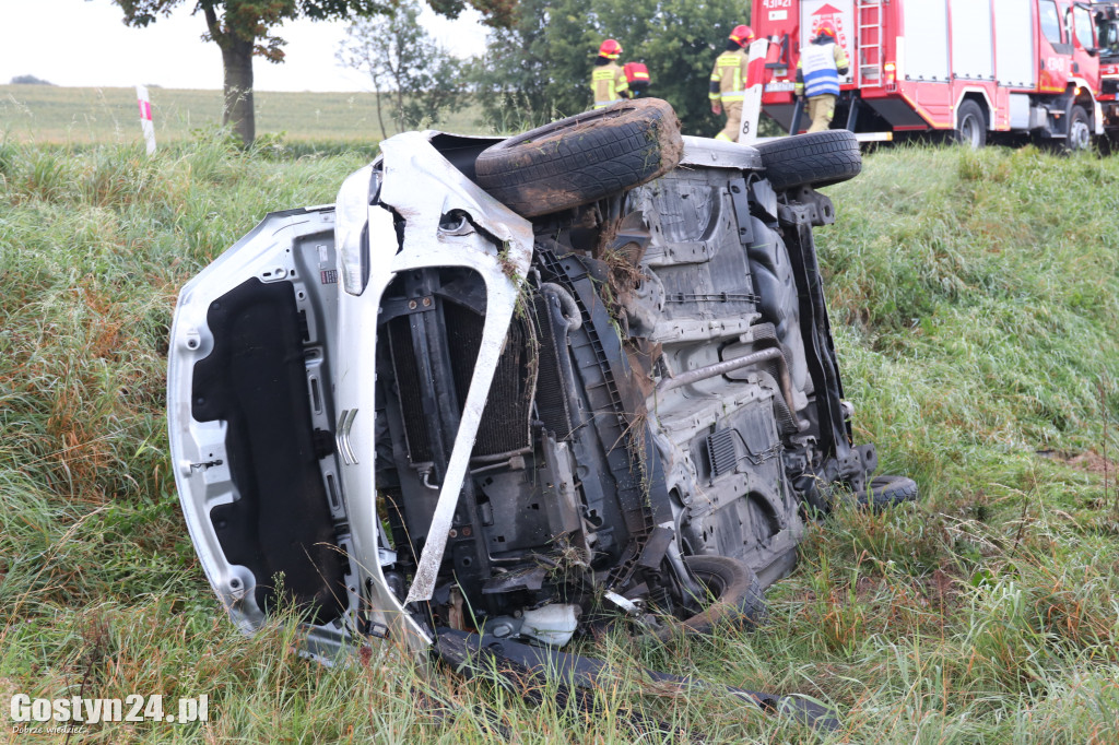 Poranny wypadek na DW 434 Gostyń-Krobia