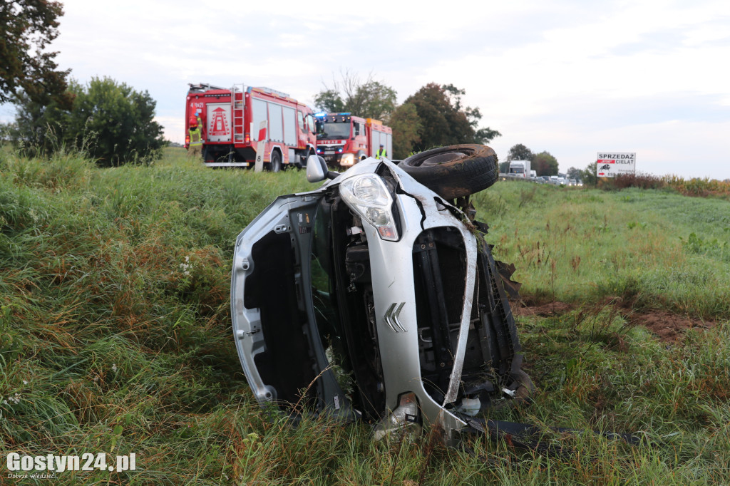 Poranny wypadek na DW 434 Gostyń-Krobia