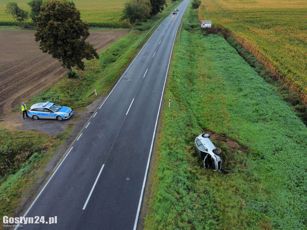 Poranny wypadek na DW 434 Gostyń-Krobia