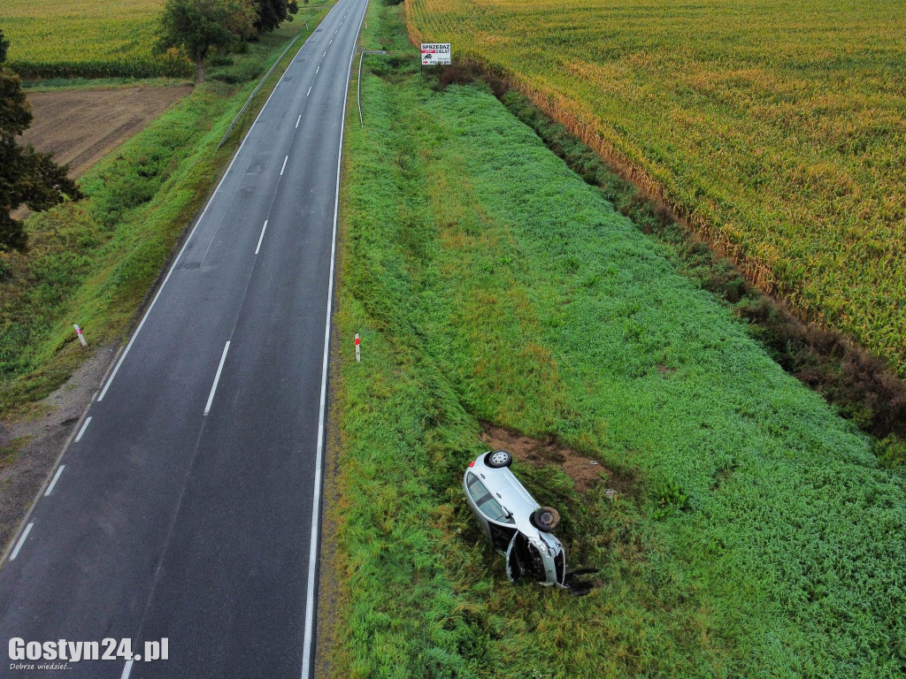 Poranny wypadek na DW 434 Gostyń-Krobia