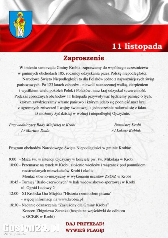 Plany narodowych obchodów w gminach powiatu gostyńskiego
