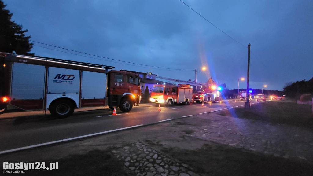Pożar dachu w miejscowości Stężyca
