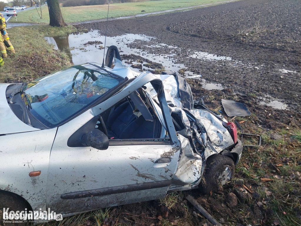 Samochód uderzył w drzewo. Poważnie ranny 41-latek