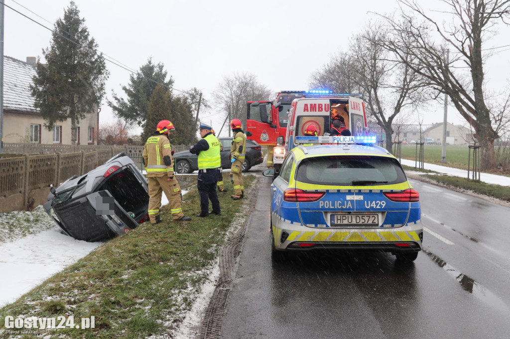 Wypadek dwóch samochodów na trasie Elżbietków - Pogorzela