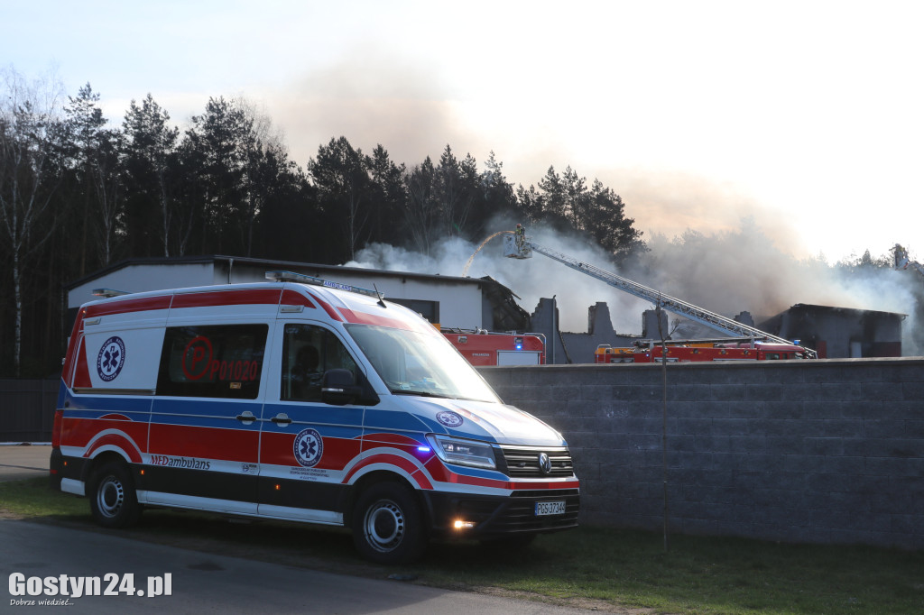 Pożar hali na terenie firmy w Śmiłowie pod Poniecem