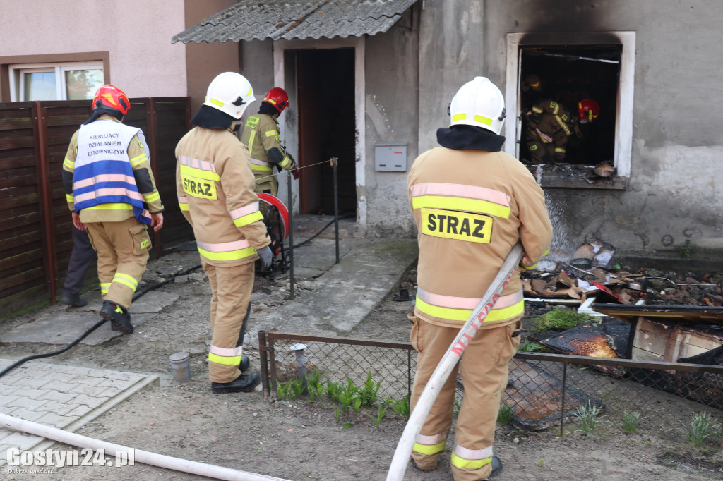 Pożar mieszkania w Łęce Wielkiej