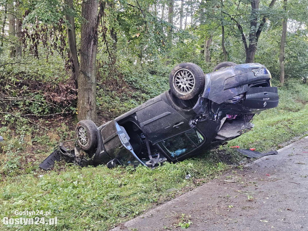 Wypadek samochodu osobowego w rejonie Studzianny