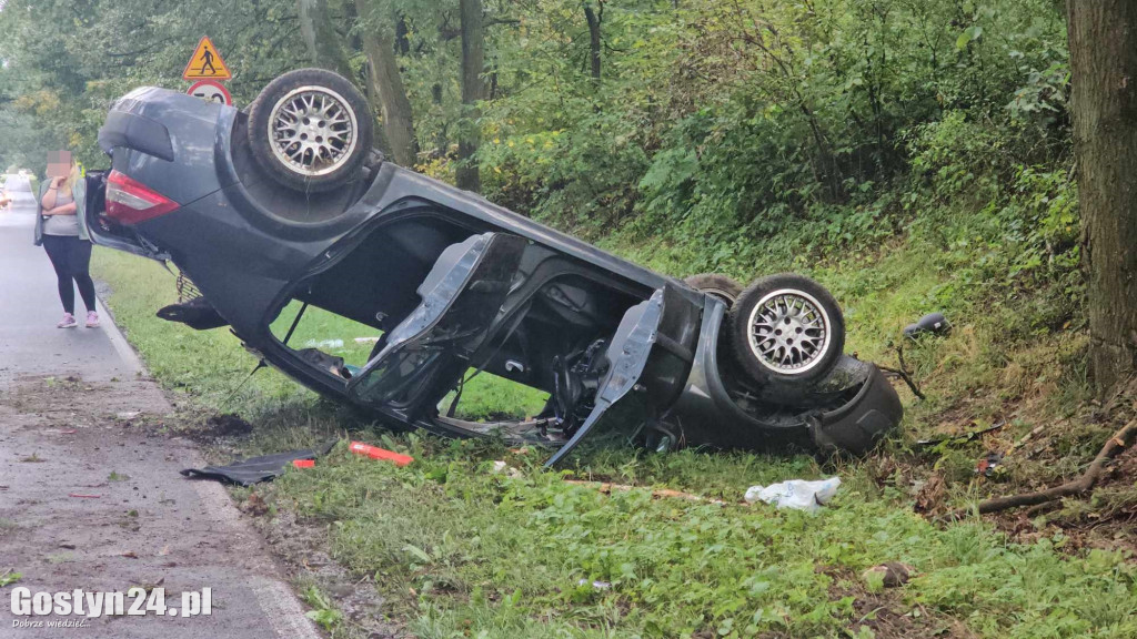 Wypadek samochodu osobowego w rejonie Studzianny