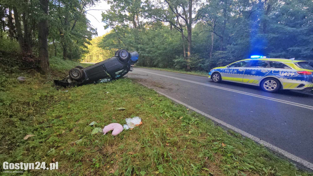 Wypadek samochodu osobowego w rejonie Studzianny