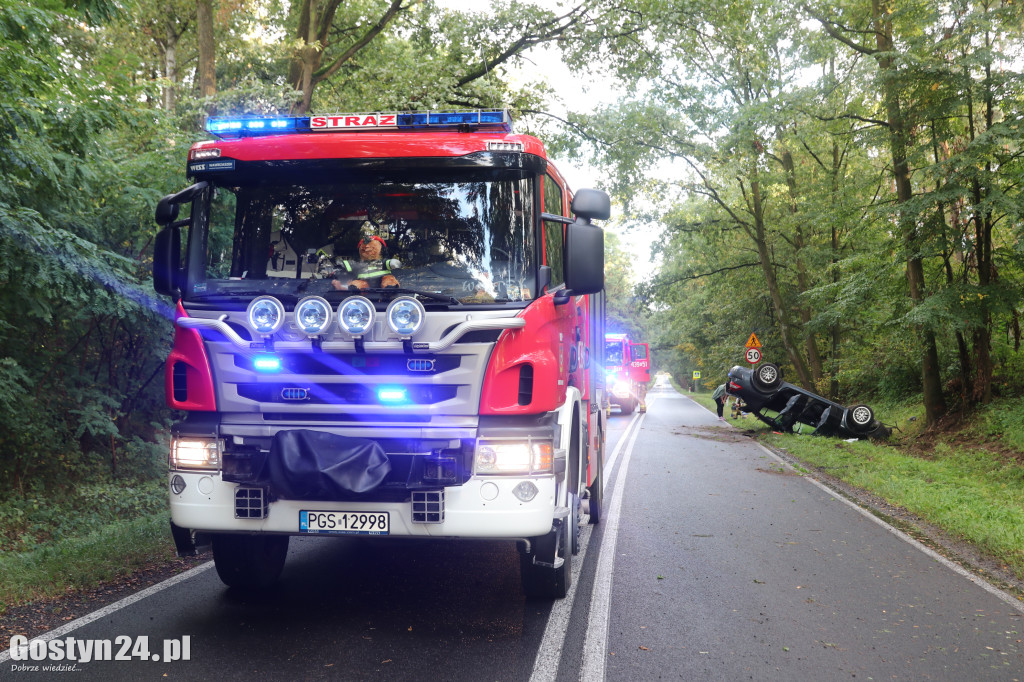 Wypadek samochodu osobowego w rejonie Studzianny