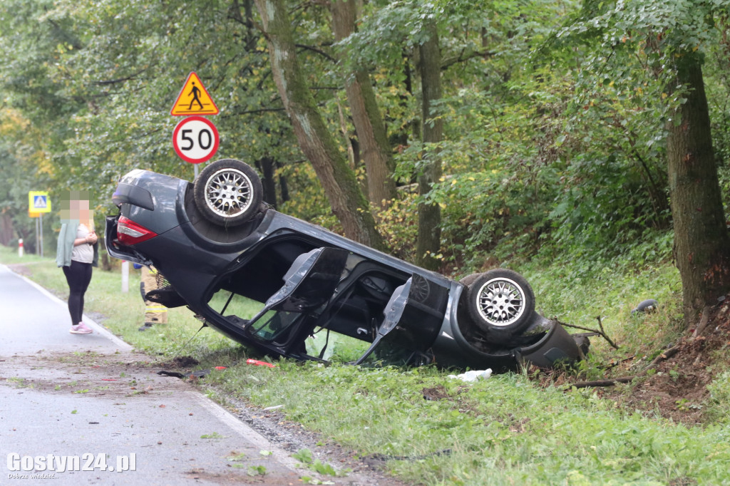 Wypadek samochodu osobowego w rejonie Studzianny