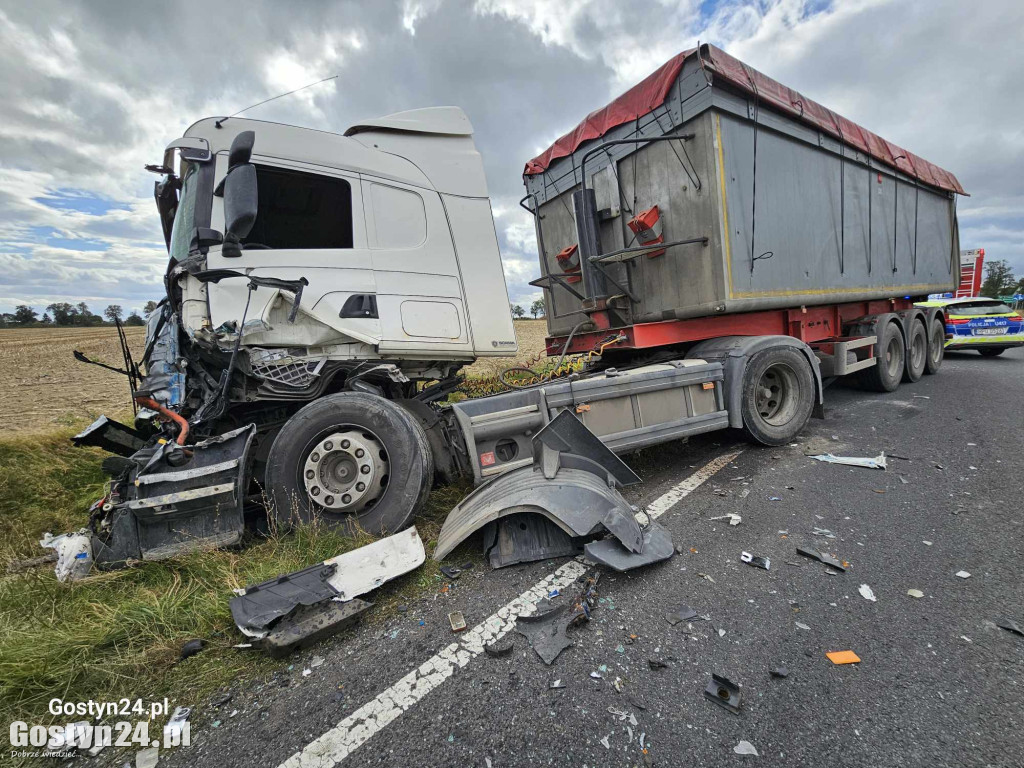 Zderzenie dwóch ciężarówek na DK12 pomiędzy Gola a Płaczkowem