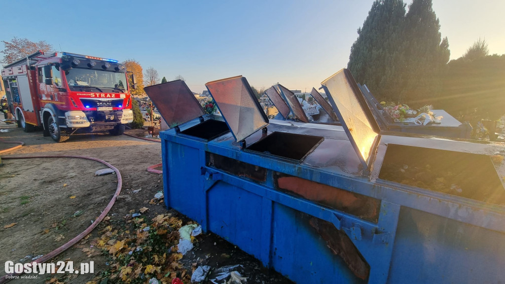 Pożar kontenera na cmentarzu w Krobi