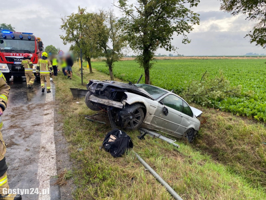 BMW w rowie na wjeździe do Krobi