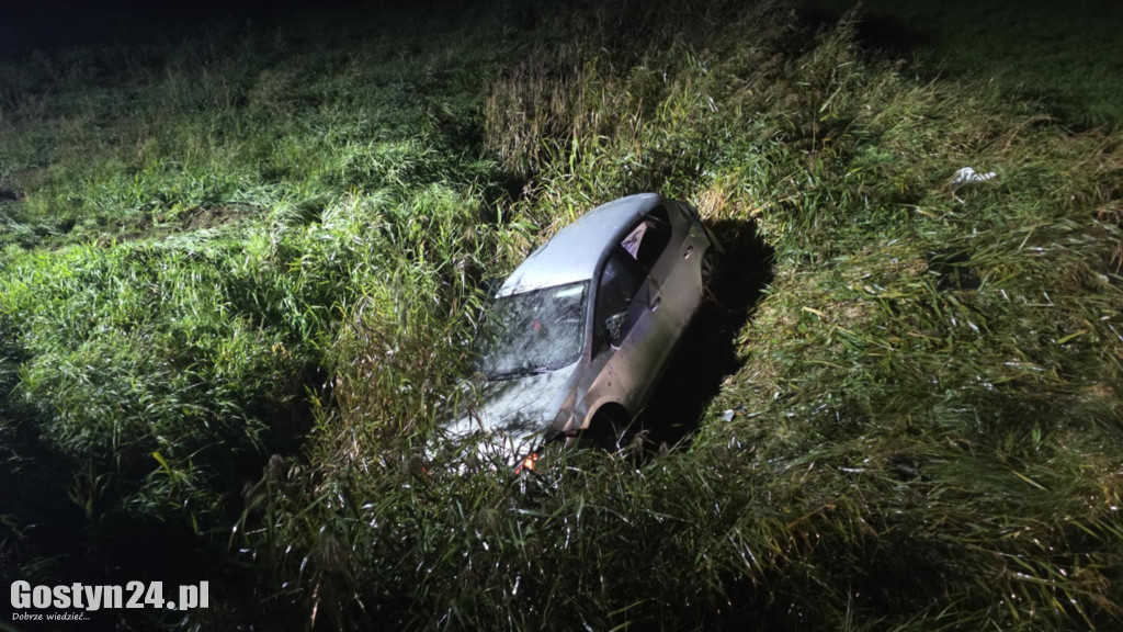 Auto wpadło do rzeczki na trasie Gostyń-Grabonóg