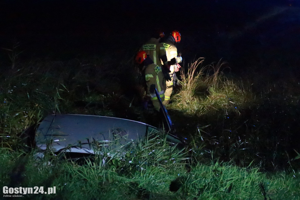 Auto wpadło do rzeczki na trasie Gostyń-Grabonóg