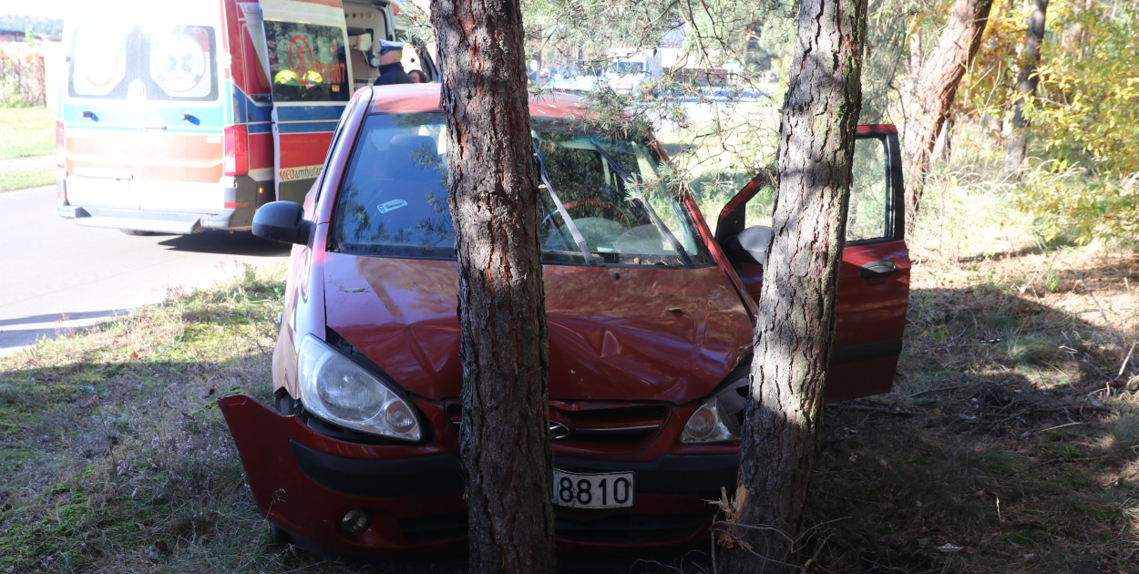 W Stankowie, samochód uderzył w drzewo