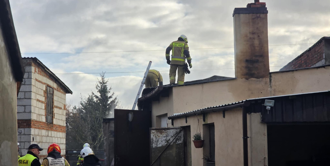 Pożar budynku garażowego w Pogorzeli