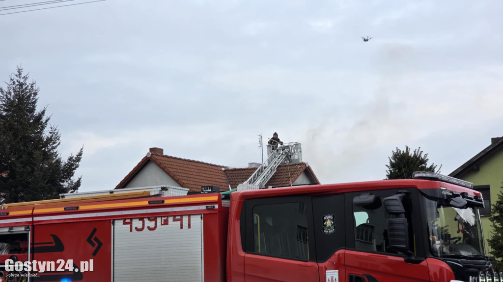 Pożar domu jednorodzinnego w Gostyniu