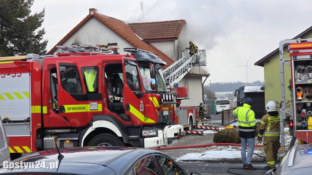 Pożar domu jednorodzinnego w Gostyniu