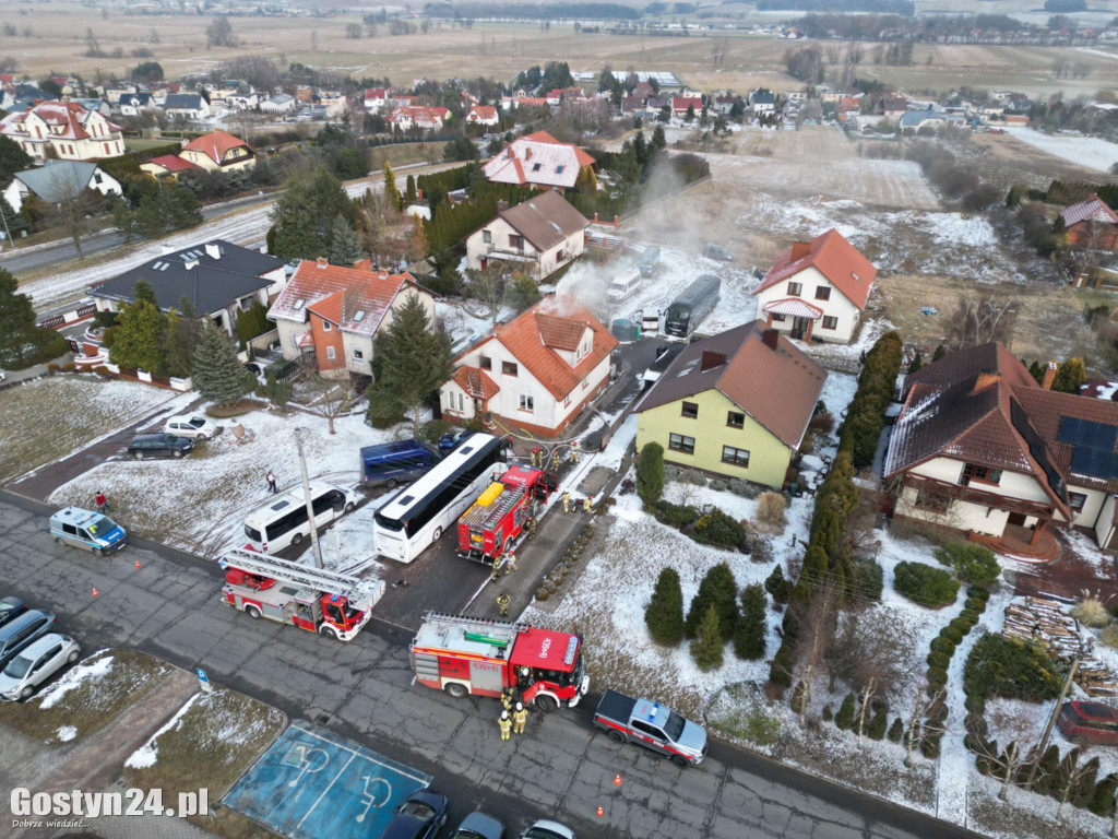 Pożar domu jednorodzinnego w Gostyniu