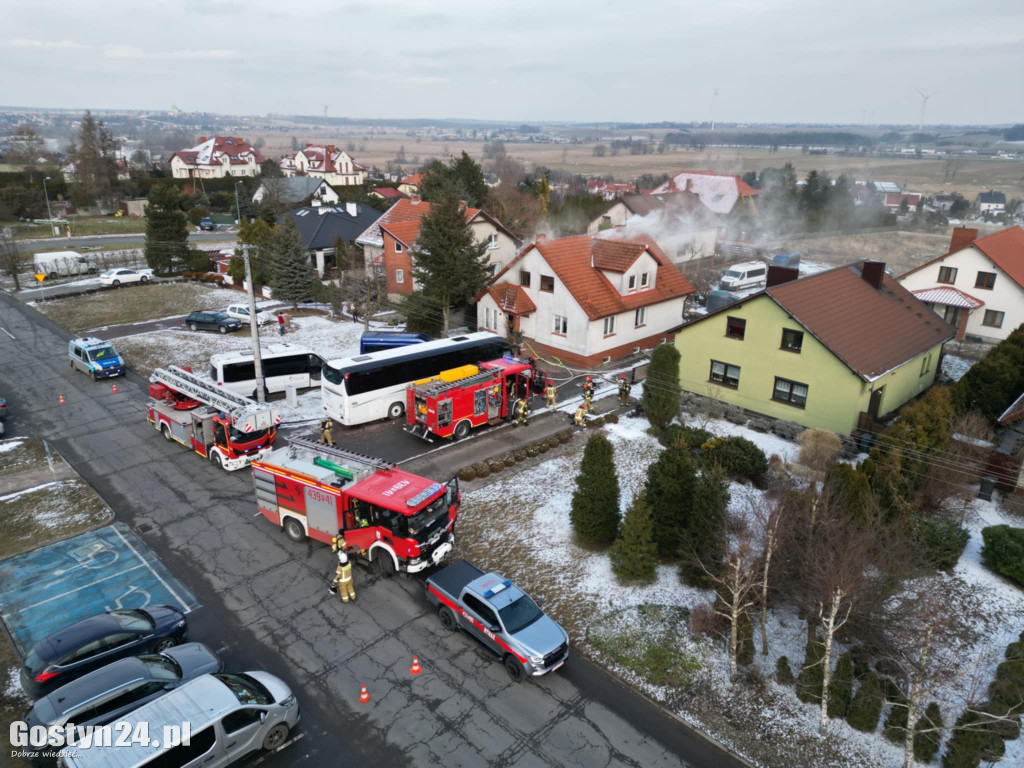 Pożar domu jednorodzinnego w Gostyniu