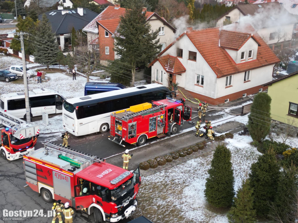 Pożar domu jednorodzinnego w Gostyniu
