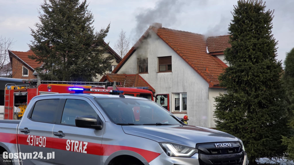 Pożar domu jednorodzinnego w Gostyniu