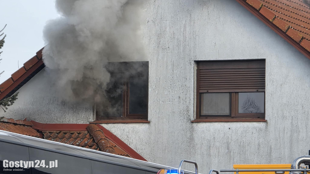 Pożar domu jednorodzinnego w Gostyniu