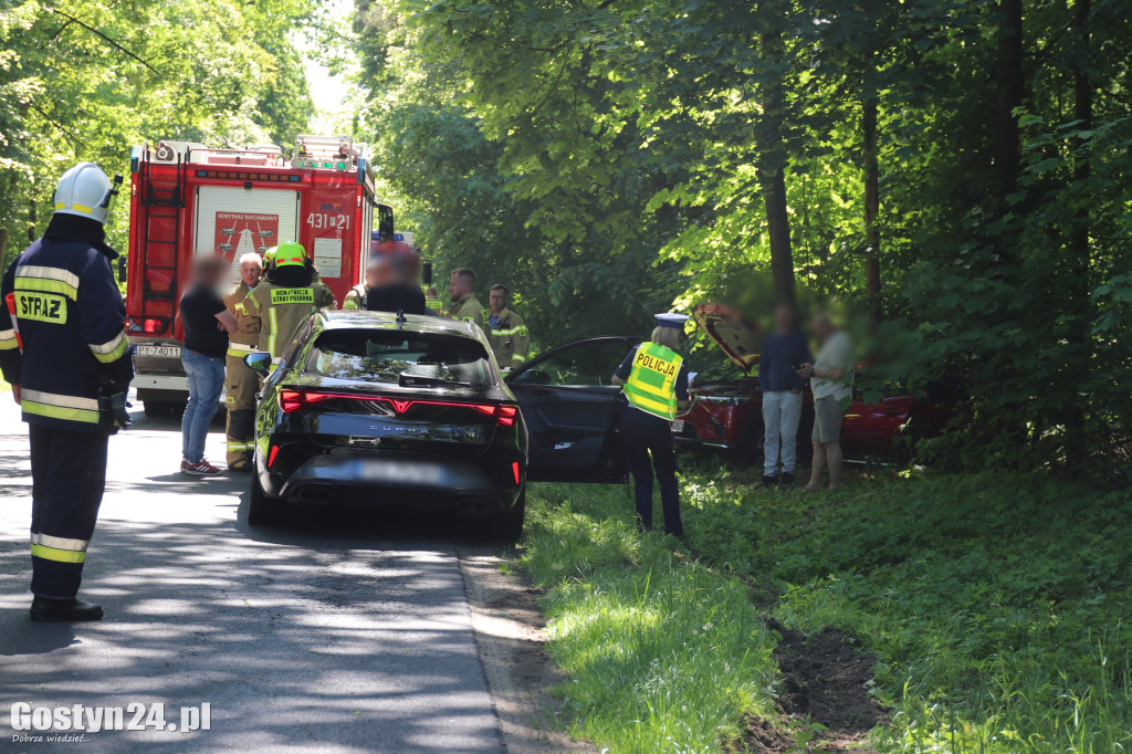 Na drodze Siedlec -Pępowo auto wypadło z drogi i uderzyła w drzewo