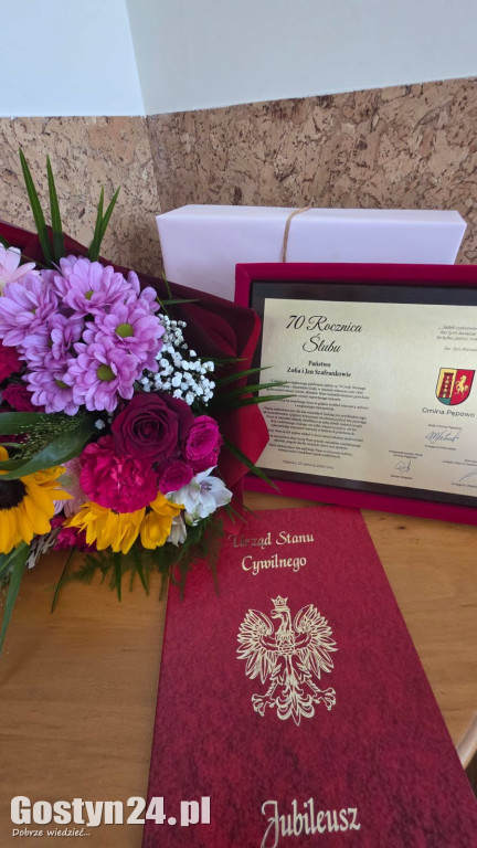 Państwo Zofia i Jan Szafrankowie z gminy Pępowo świętowali 70. rocznicę ślubu